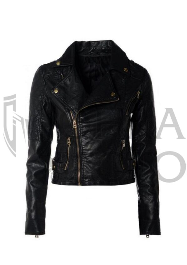 Women Black Biker Leather jacket