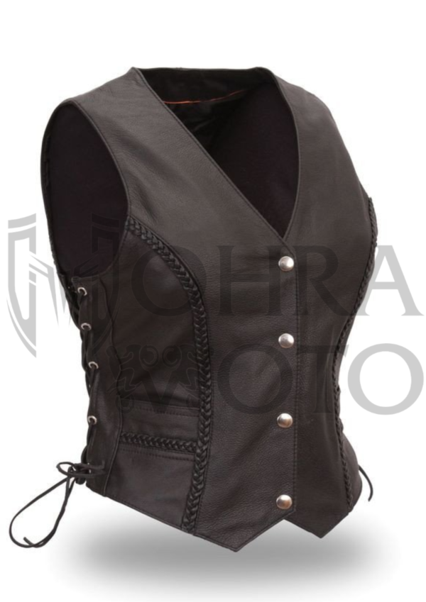 Charm Ladies Biker Leather Vest