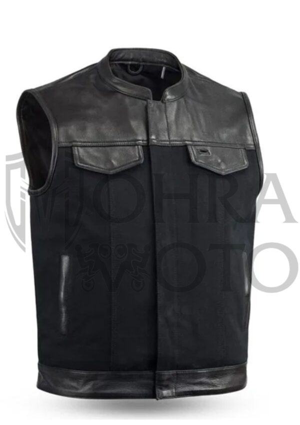 Best Manufacturing Leather Vest With Collar