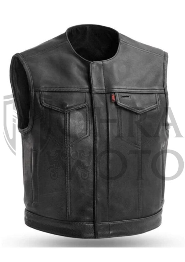 Black Large Mens Leather Motorcycle Vest