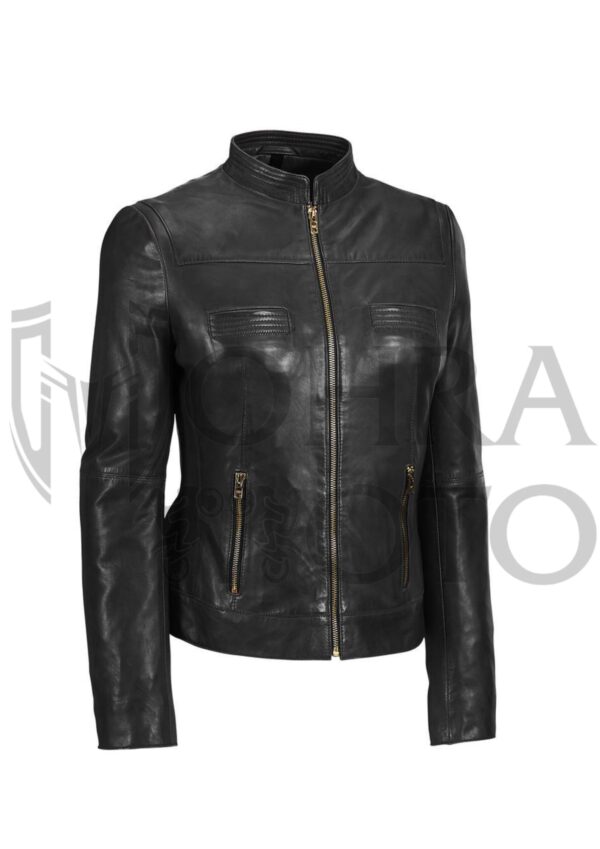 Women Black Biker Leather jacket