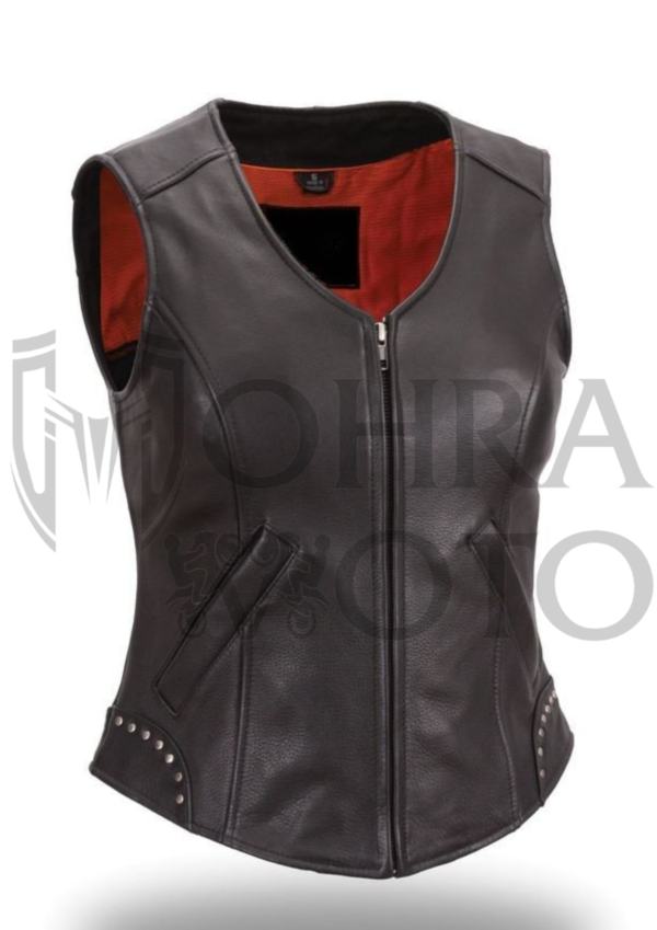 Studed Ladies Biker Leather Vest