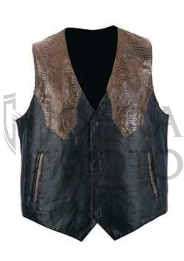 Black Motorcycle Style Leather Vest