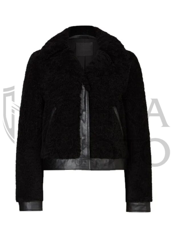 Black Real Shearling Leather Womens Jacket