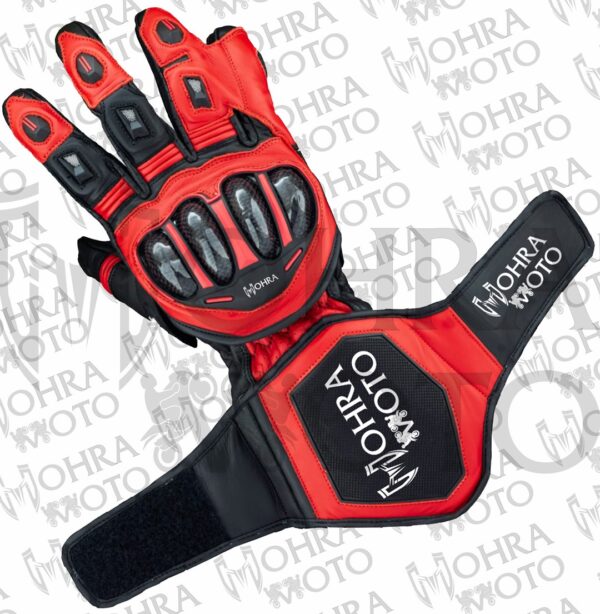 Mohra Moto Evo Red Motorbike Racing Gloves - Image 2