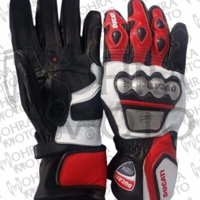 Ducati Track/Street Pre-Curved Professional Unisex Motorbike Leather Gloves