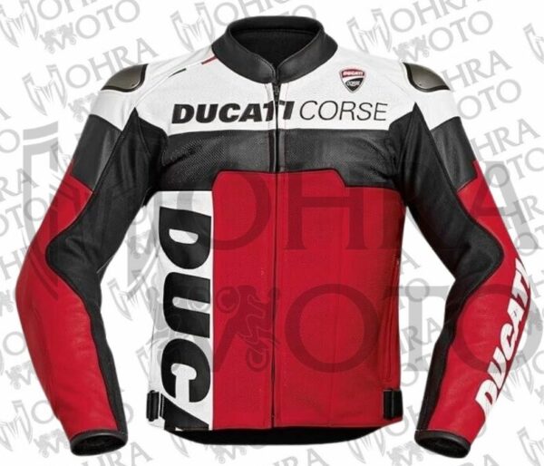 Ducati Corse Cowhide Leather Racing Motorcycle Jacket Unisex Motorbike Jacket