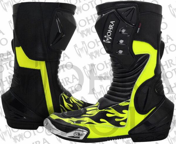 Mohra Moto Flame Yellow Motorbike Racing Boots - Image 5