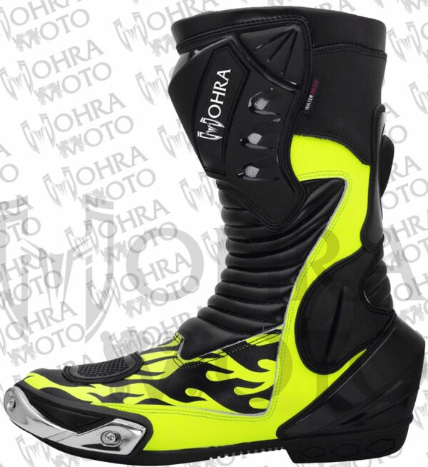 Mohra Moto Flame Yellow Motorbike Racing Boots - Image 4