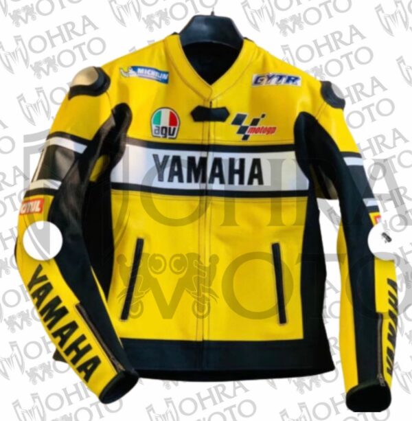 Yamaha 46 Cowhide Leather Racing Motorcycle Jacket Unisex Motorbike Jacket