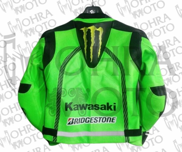 Kawasaki MotoGP Cowhide Leather Track/Street Racing Unisex Motorbike Jacket - Image 2