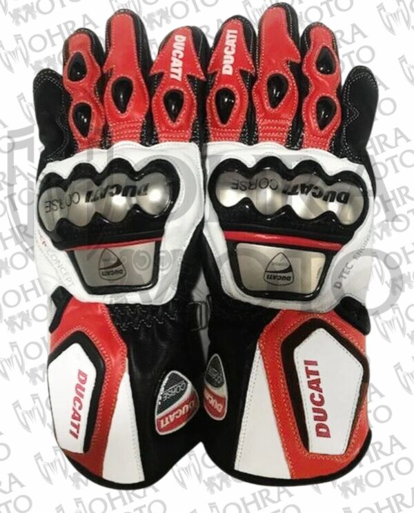 Ducati Track/Street Pre-Curved Professional Unisex Motorbike Leather Gloves