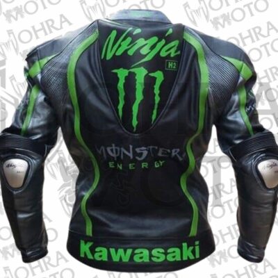 Kawasaki Ninja Cowhide Leather Racing Motorcycle Jacket Unisex Motorbike Jacket