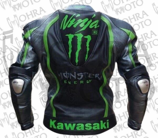 Kawasaki Ninja Cowhide Leather Racing Motorcycle Jacket Unisex Motorbike Jacket - Image 2