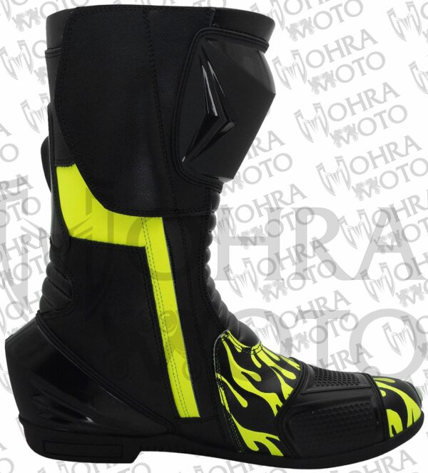 Mohra Moto Flame Yellow Motorbike Racing Boots - Image 2