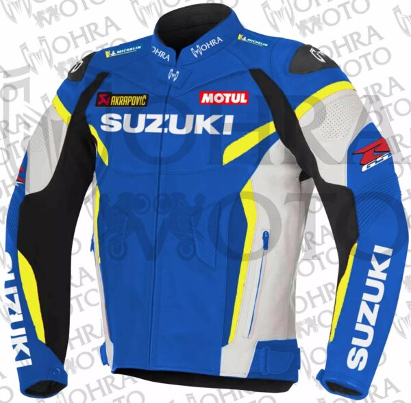 Suzuki GSXR 1.3mm Cowhide Leather Motorcycle Jacket Unisex Motorbike Jacket