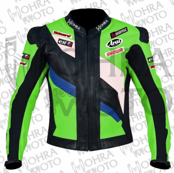 Kawasaki ZXR Cowhide Leather Racing Motorcycle Jacket Unisex Motorbike Jacket