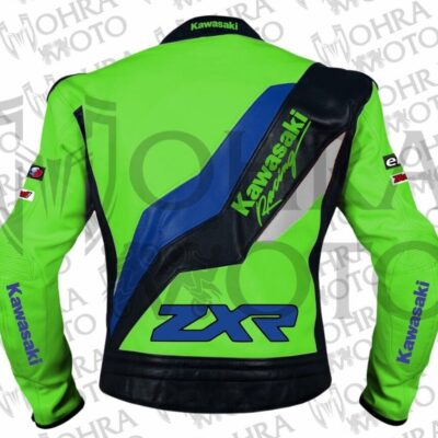 Kawasaki ZXR Cowhide Leather Racing Motorcycle Jacket Unisex Motorbike Jacket