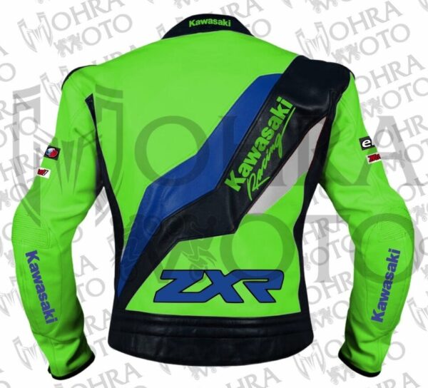 Kawasaki ZXR Cowhide Leather Racing Motorcycle Jacket Unisex Motorbike Jacket - Image 2