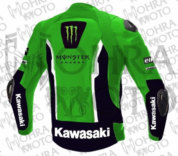 Kawasaki Monster Energy Leather Racing Motorcycle Jacket Unisex Motorbike Jacket - Image 2