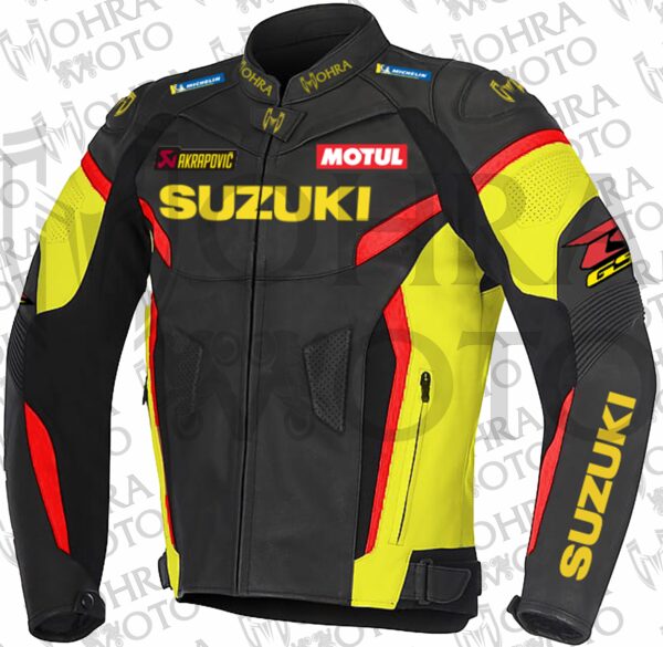 Suzuki GSXR 1.3mm Cowhide Leather Motorcycle Jacket Unisex Motorbike Jacket