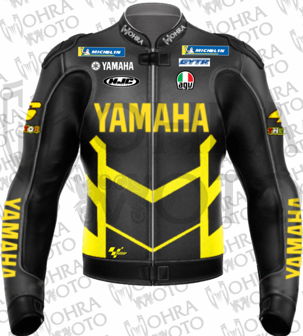 Yamaha VR46 Cowhide Leather Racing Motorcycle Jacket Unisex Motorbike Jacket