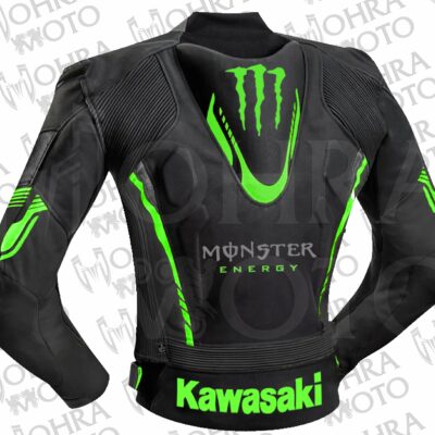 Kawasaki Ninja Monster Energy Motorcycle Jacket Unisex Leather Motorbike Jacket