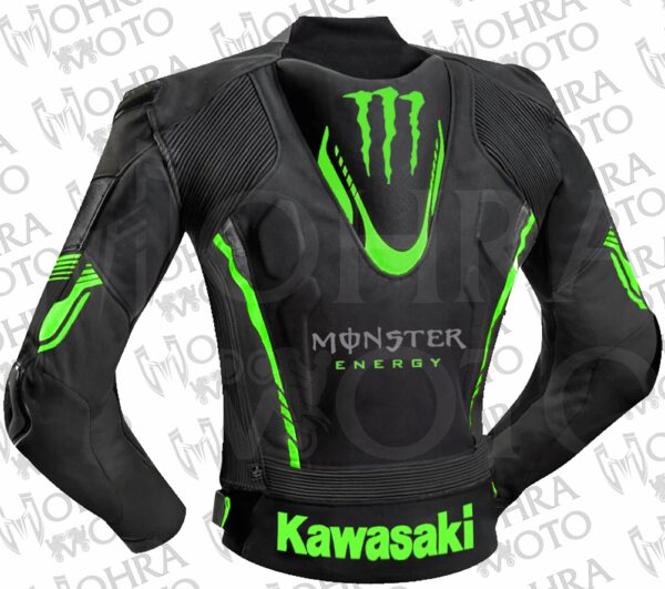 Kawasaki Ninja Monster Energy Motorcycle Jacket Unisex Leather Motorbike Jacket - Image 2