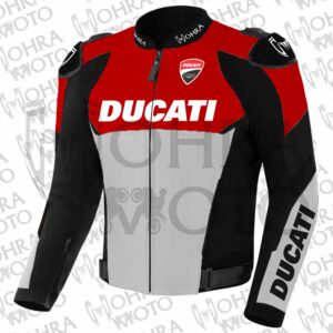 Ducati 1.3mm Cowhide Leather Motorcycle Jacket Unisex Motorbike Jacket