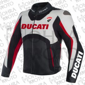 Ducati 1.3mm Cowhide Leather Motorcycle Jacket Unisex Motorbike Jacket