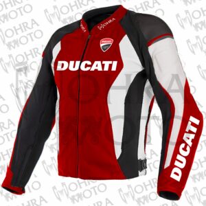 Ducati 1.3mm Cowhide Leather Motorcycle Jacket Unisex Motorbike Jacket