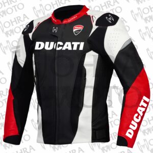 Ducati 1.3mm Cowhide Leather Motorcycle Jacket Unisex Motorbike Jacket