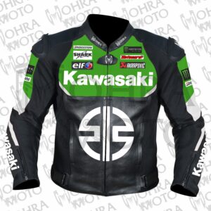 Kawasaki Ninja 1.3mm Cowhide Leather Motorcycle Jacket Unisex Motorbike Jacket