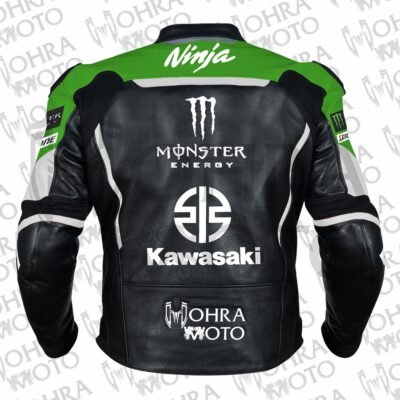 Kawasaki Ninja 1.3mm Cowhide Leather Motorcycle Jacket Unisex Motorbike Jacket