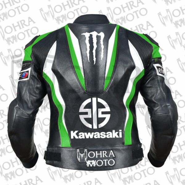 Kawasaki Monster Energy 1.3mm Leather Motorcycle Jacket Unisex Motorbike Jacket - Image 2