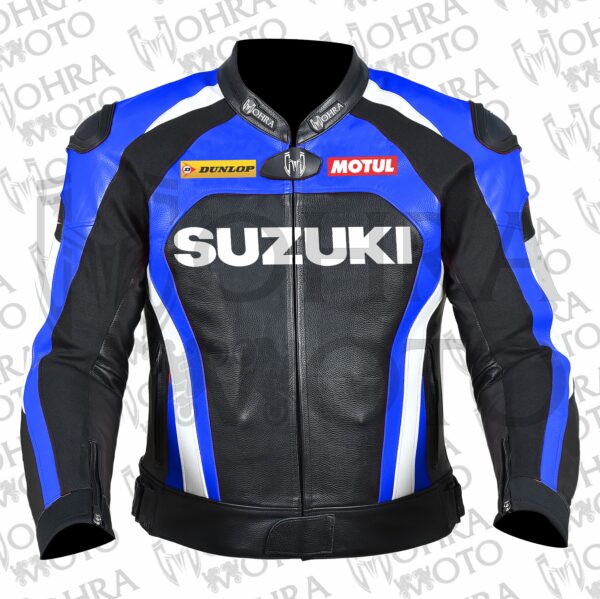 Suzuki GSXR 1.3mm Cowhide Leather Motorcycle Jacket Unisex Motorbike Racing Jacket