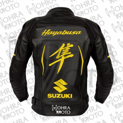 Suzuki Hayabusa 1.3mm Cowhide Leather Motorcycle Jacket unisex Motorbike Jacket