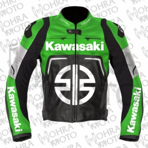 Kawasaki Monster Energy Cowhide Leather Motorcycle Jacket Unisex Motorbike Jacket
