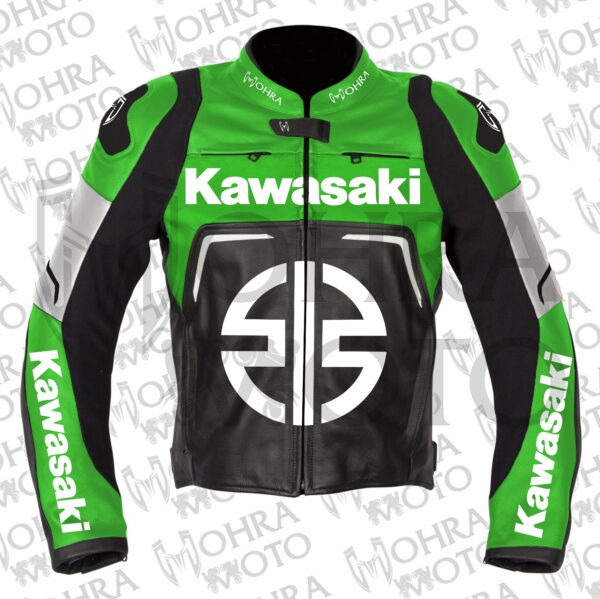 Kawasaki Monster Energy Cowhide Leather Motorcycle Jacket Unisex Motorbike Jacket