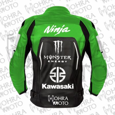 Kawasaki Monster Energy Cowhide Leather Motorcycle Jacket Unisex Motorbike Jacket