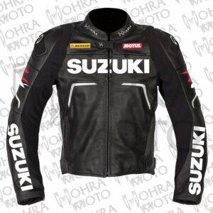 Suzuki GSXR 1.3mm Cowhide Leather Motorcycle Jacket Unisex Motorbike Jacket