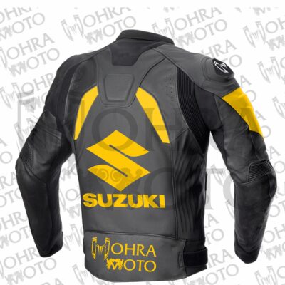 2025 Suzuki 1.3mm Cowhide Leather Motorcycle Jacket Unisex Motorbike Jacket