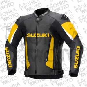2025 Suzuki 1.3mm Cowhide Leather Motorcycle Jacket Unisex Motorbike Jacket