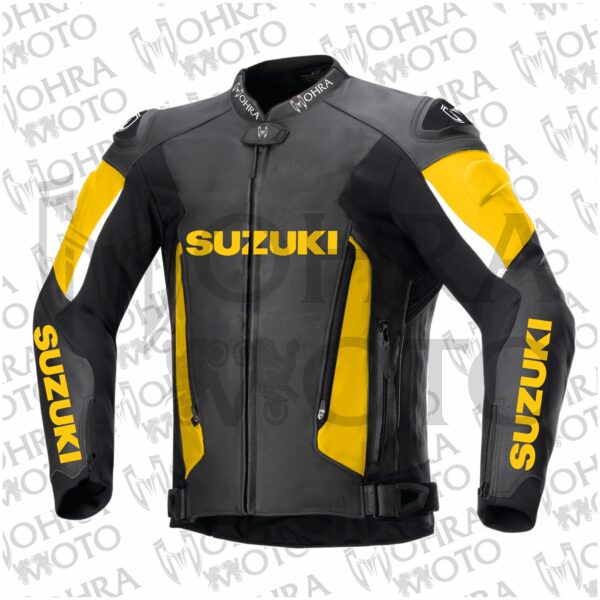 2025 Suzuki 1.3mm Cowhide Leather Motorcycle Jacket Unisex Motorbike Jacket